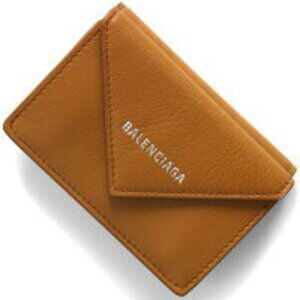 Balenciaga Paper Tri fold Wallet Camel Brown